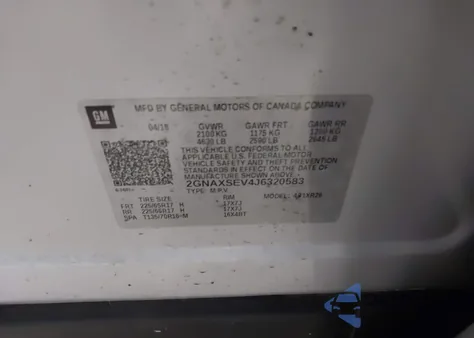 2018 Chevrolet Equinox Lt из США, поврежденный, VIN 2GNAXSEV4J6320583